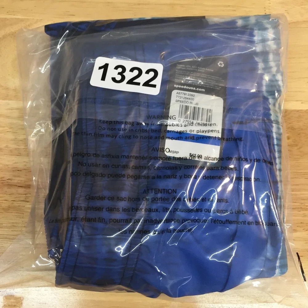Speedo Mens Swim Trunks XL Blue Tie Dye Stripe Board Shorts‎ 7721254400 NEW